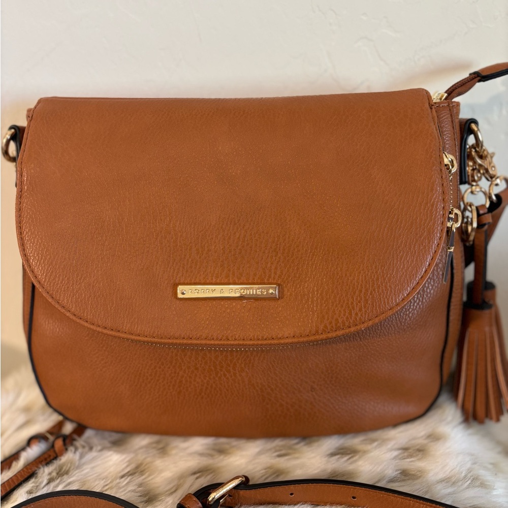 Poppy & Peonies Tan Crossbody Bag with Tassel